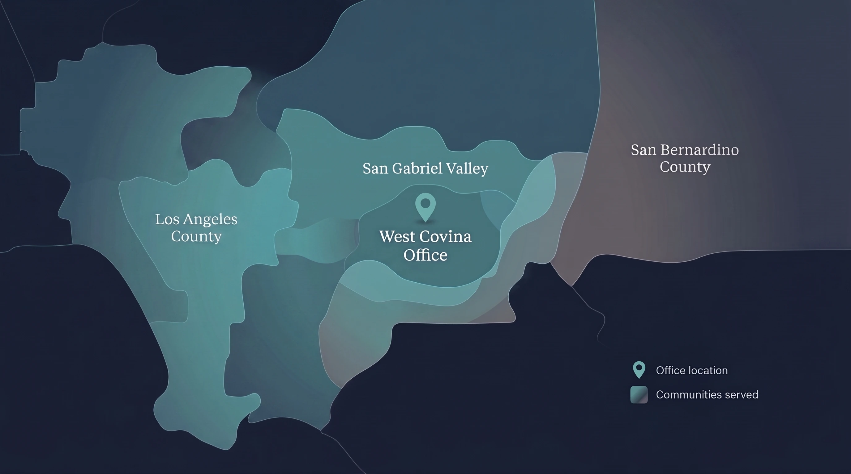 Illustrated service-area overview for West Covina and Greater Los Angeles