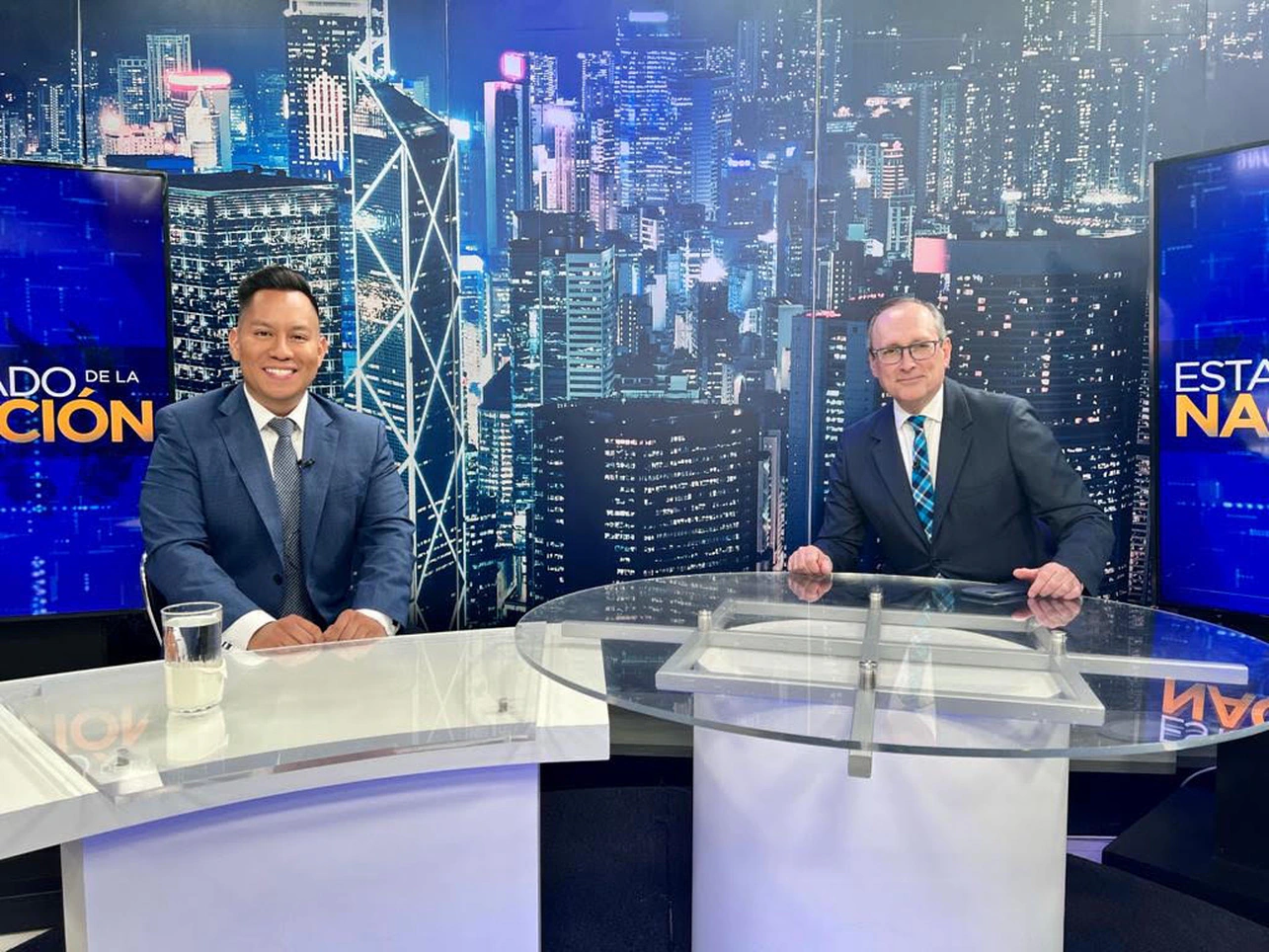 Oscar A. Ischiu interviewed in a television studio