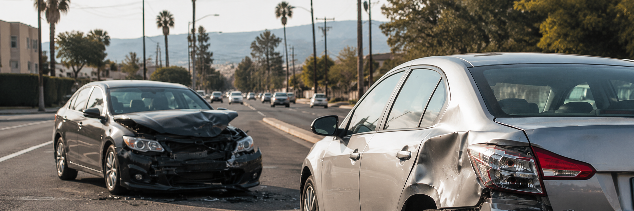 Car accident scene in Southern California