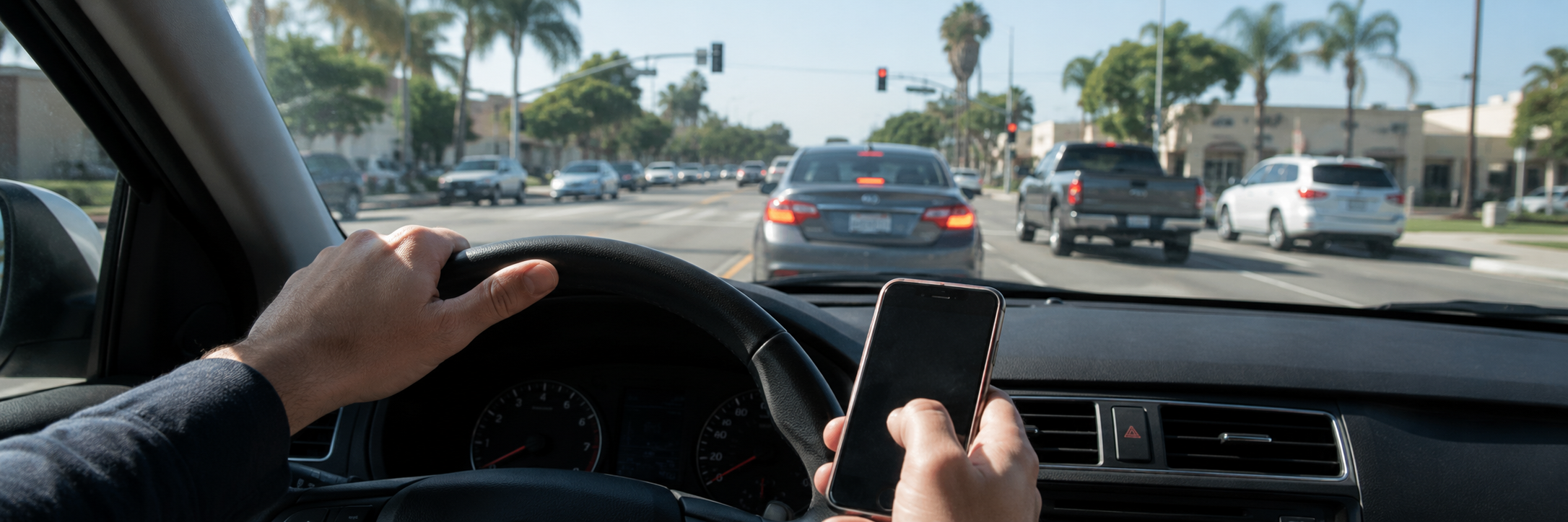 Distracted driving accident scene in Southern California